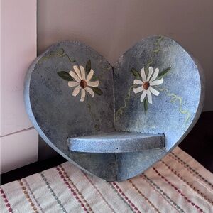 Wooden Heart Shaped Corner Wall Shelf